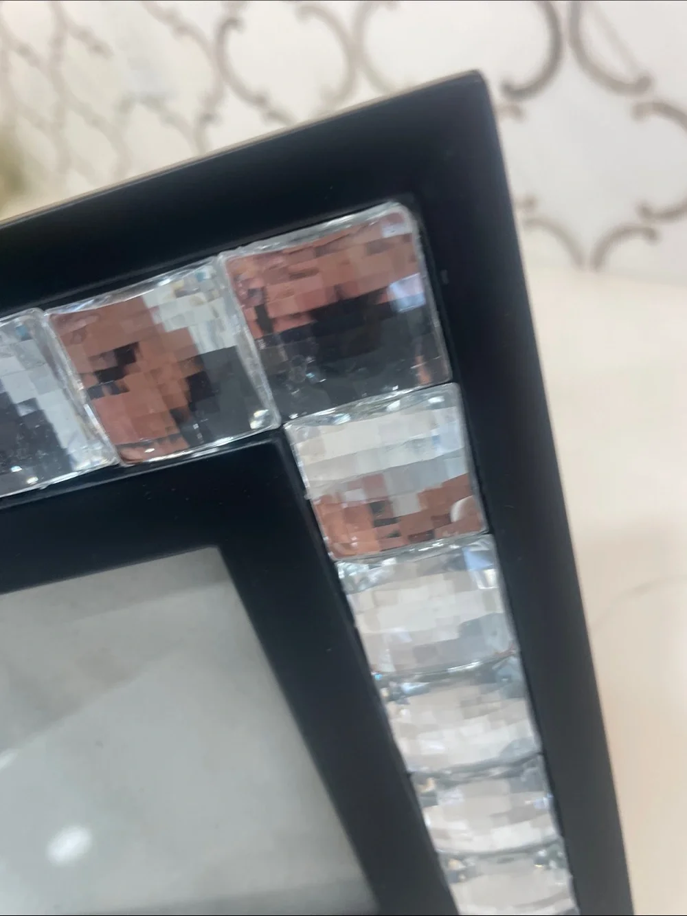 Black Picture Frame with Faceted Crystal Accent